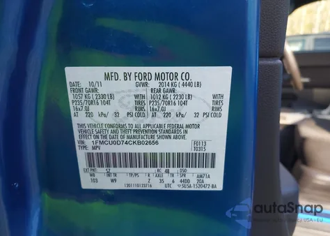 2012 Ford Escape Xlt from USA, damaged, VIN 1FMCU0D74CKB02656